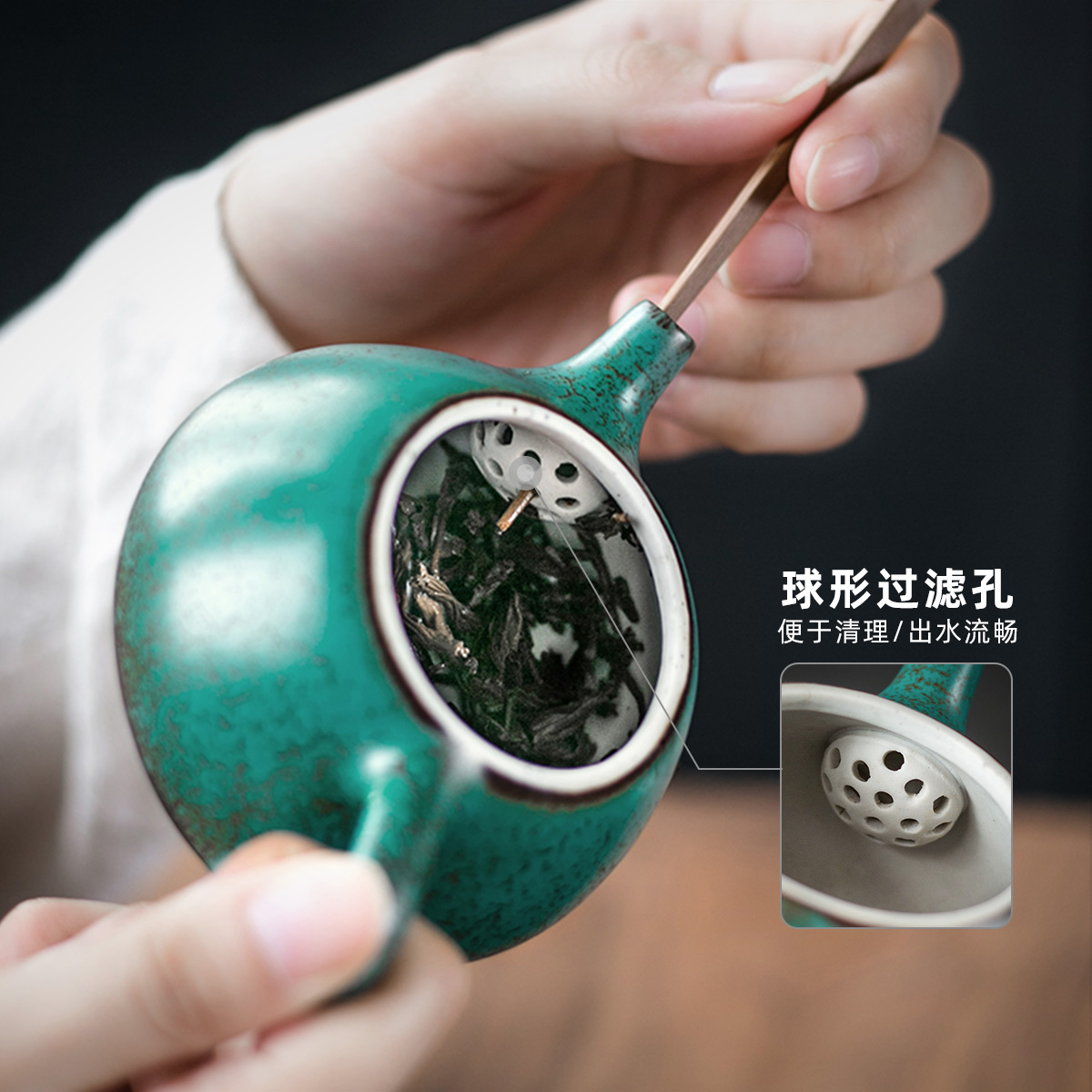 Pocked with ceramic teapot kung fu tea teapot contracted household small tea pot of tea in the teapot clay