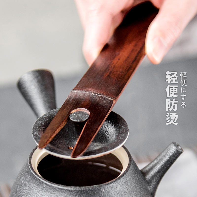 Old coal carbonized bamboo bamboo lid iron fork lid silver checking bamboo kung fu tea set iron pot pot, kettle parts