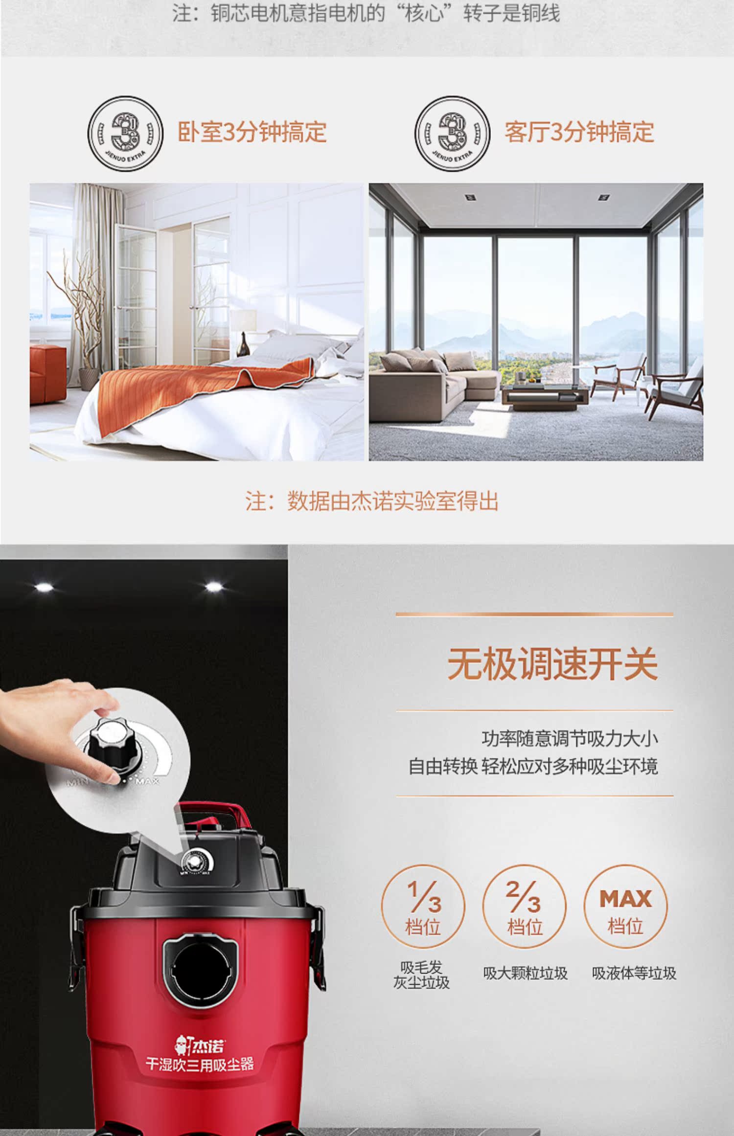 Máy hút bụi gia đình Jeno nhỏ mạnh mẽ công suất cao cầm tay ướt và khô thùng công nghiệp JN-308S-20L - Máy hút bụi máy hút bụi cầm tay panasonic