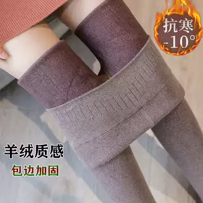 Imitation lamb wool inner pants women winter plus velvet thickened warmth thin lift hip outside striped pinstripe cotton pants