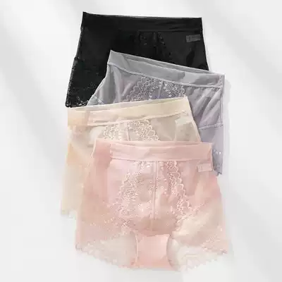 Foreign trade four high-waisted underwear women sexy mesh lace unscented abdomen bag hip cotton cotton crotch triangle trousers