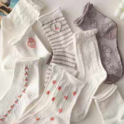 Lace socks summer thin female Korean version of the tube ins tide Japanese cute academic style white jk Net Red Stockings