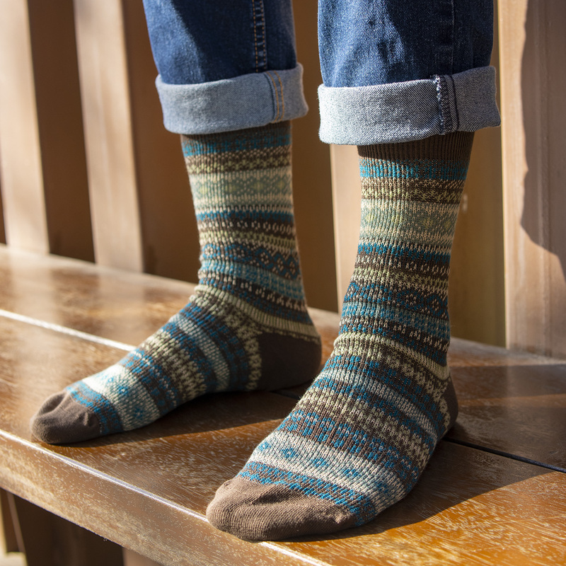 Men's Vintage Ethnic Workwear Mid-Calf Amekaji Style Combed Cotton Autumn and Winter Seamless Double-Needle Socks with Red Wing Boots Men's Vintage Ethnic Workwear Mid-Calf Amekaji Style Combed Cotton Autumn and Winter Seamless Double-Needle Socks with Red Wing Boots
