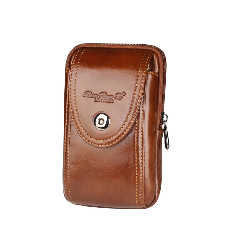 Headlayer cow leather mobile phone pocket male wearing leather strap waist hanging bag multifunction dermis 5 5 inch 6 5 inch waist mobile phone bag