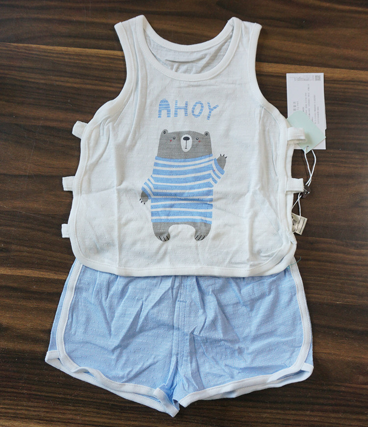 Qing Kates pipa suit male and female baby 1-3 years old summer thin section shoulder open sleeveless vest shorts