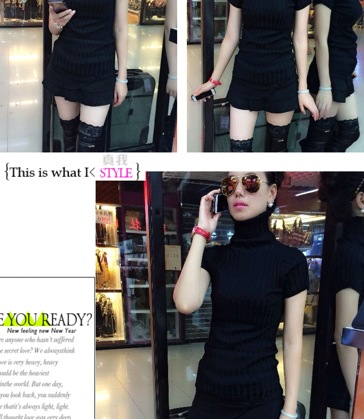 Áo len nữ mùa thu và mùa đông châu Âu áo len dài tay cao cổ áo thun mỏng co giãn áo len nữ tay áo ngắn tay áo áo khoác cardigan nữ