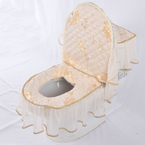 European lace toilet seat cushion three-piece household Universal Toilet cushion set waterproof toilet seat