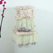 Drinking Machine cover lace purple cloud fabric vertical bucket pastoral protective cover dust cover towel two-piece set customized