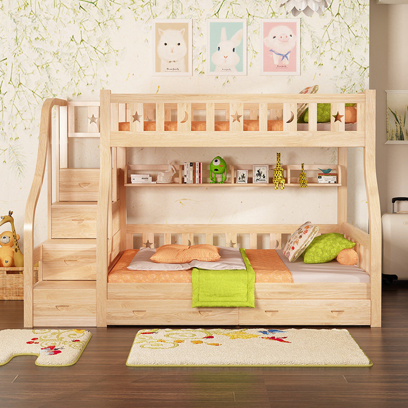 Mother bed Children's bed All pine high and low bed Double bed Ladder cabinet Solid wood girl adult bed up and down bed Up and down bed