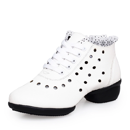 Танцующие белые туфли, дышащая обувь, из натуральной кожи, мягкая подошва, большой размер