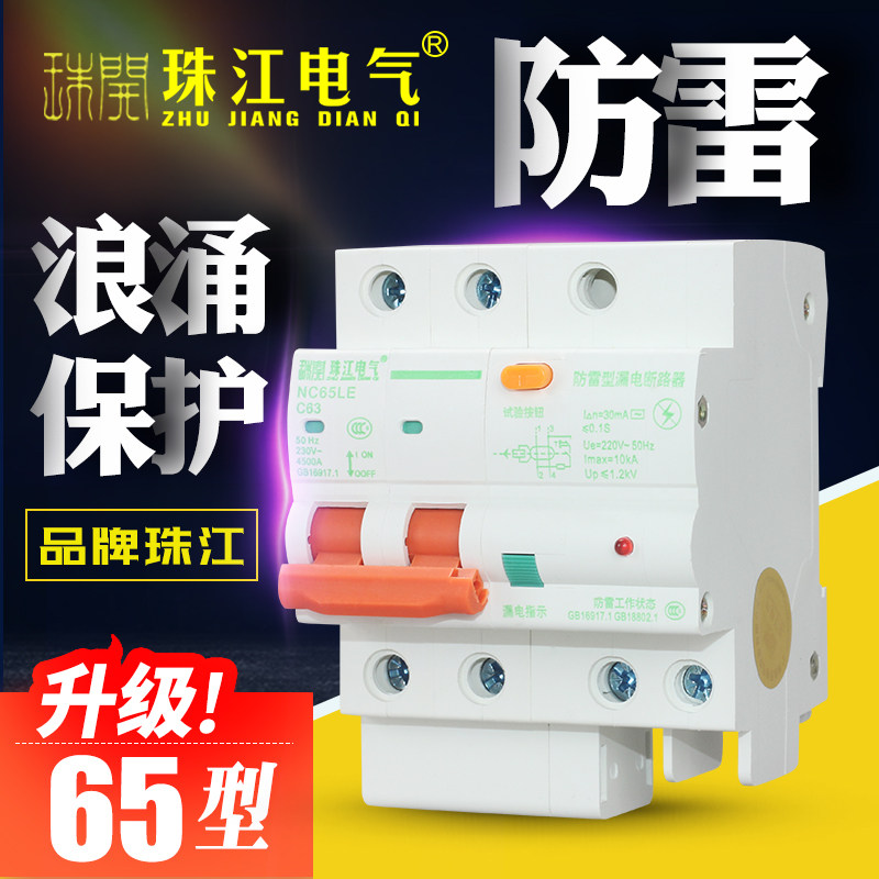 Pearl Lightning Protection Earth Leakage Protector Surge Earth Leakage Switch Breaker Household Earth Leakage Total Switch 2P Earth Leakage Protection