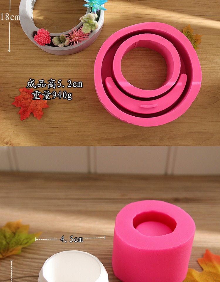 Xi măng hoa chậu khuôn bê tông bonsai silica gel bê tông mài mòn mô hình xi măng sáng tạo DIY thủ công khuôn kem silicon