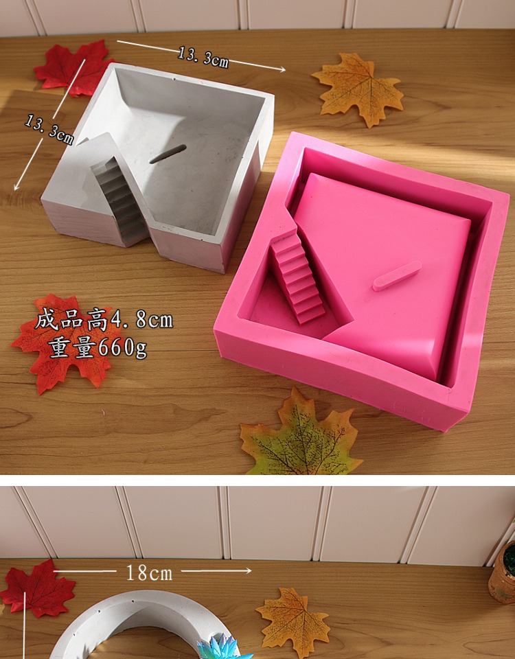 Xi măng hoa chậu khuôn bê tông bonsai silica gel bê tông mài mòn mô hình xi măng sáng tạo DIY thủ công khuôn kem silicon