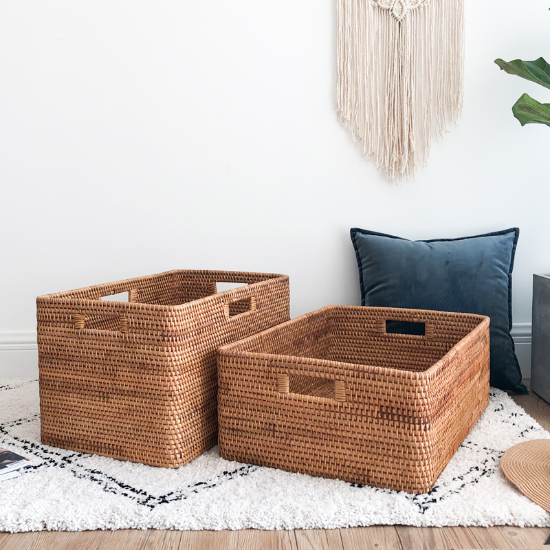 Vietnam Autumn Window Scale Clothes with Basket Handling Storage Pure Handmade Basket Clothing Box