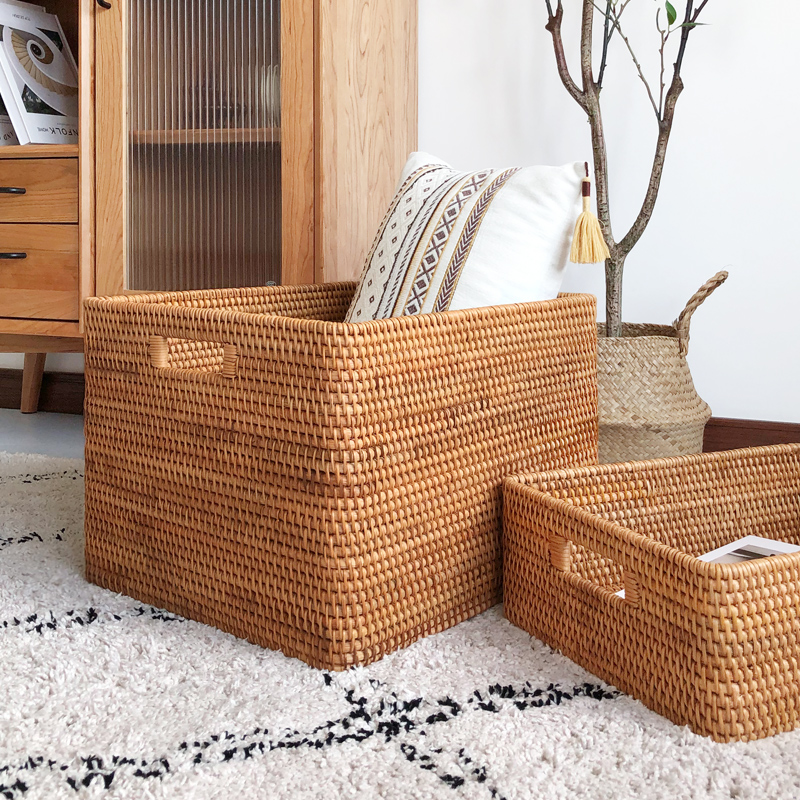 Vietnamese Handmade Vines Collection Basket Snacks Box Tabletop Toy Box Debris woven frame Dirty Laundry Basket Bamboo
