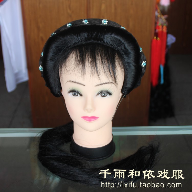 Flower denier drama headgear Miss Wig Sleeve Lady Soft Headgear Ancient Dress Counter String Photo Gallery Writing Real Opera Headgear 6