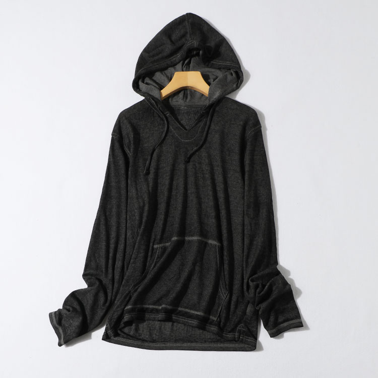 Ngoại thương đơn giản dệt kim V-cổ Hood Loose D64-4 sớm mùa thu nữ Mã lớn Casual Rửa Meager dài tay Guard