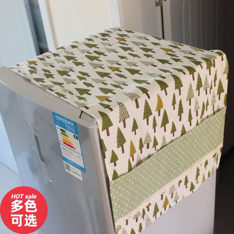 Triangle cotton linen fabric refrigerator cover towel home appliance refrigerator towel refrigerator cover dust cover cover multi-use towel