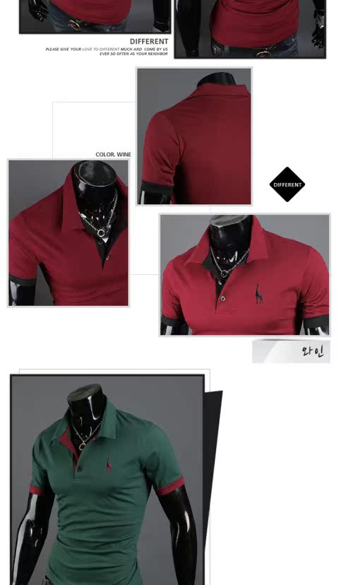 Phiên bản Hàn Quốc của mẫu hươu nam tay ngắn Paul áo sơ mi mỏng màu xanh hải quân polo nam