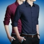 Tây Tạng màu xanh bó sát kinh doanh áo sơ mi dài tay giản dị 5XL size lớn phiên bản Hàn Quốc của người đàn ông tự trồng bông không áo áo sơ mi nam cao cấp hàng hiệu