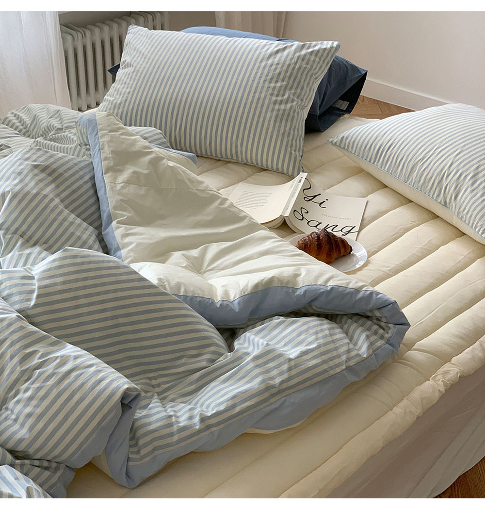 miniheeee Корейское одеяло с терморегуляцией полосатое четырехсезонное двустороннее машинная стирка