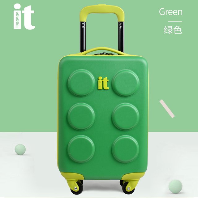 itluggage children's suitcase 16 inch small boarding trolley box cartoon building blocks suitcase universal wheel