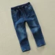 Quần jean bé trai mùa xuân và mùa thu quần trẻ em Hàn Quốc, quần dài trẻ em cotton mỏng và thẳng hàng mùa hè - Quần jean