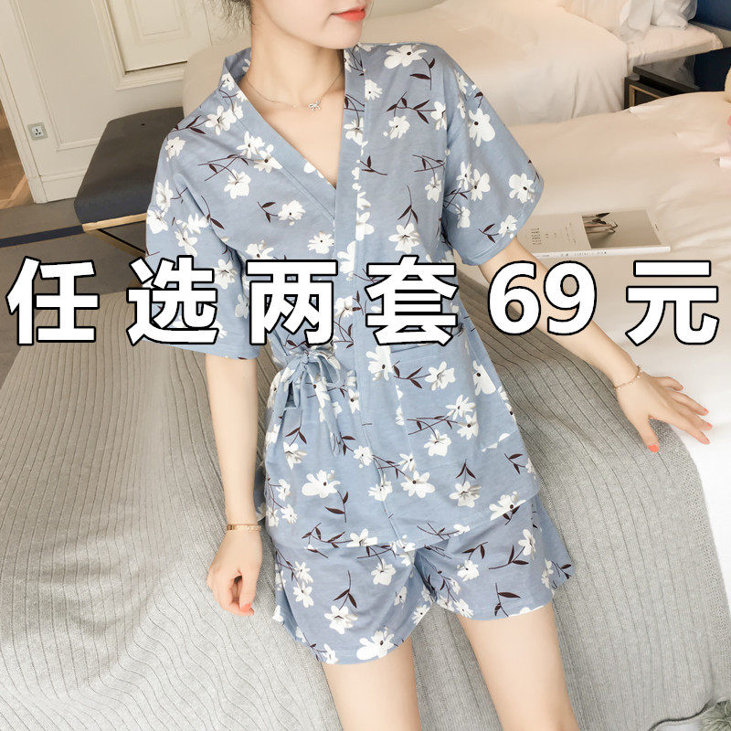 Day style kimono Pyjamas Women Summer Days Pure Cotton Short Sleeves Shorts Slim 2022 New Home Suits Two-piece Suits