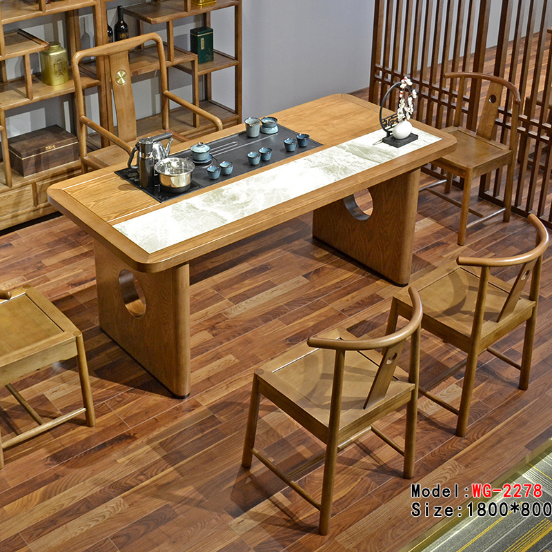 Shenzhen office furniture Kung Fu tea table modern minimalist solid wood coffee table rock slab reception room coffee table simple tea