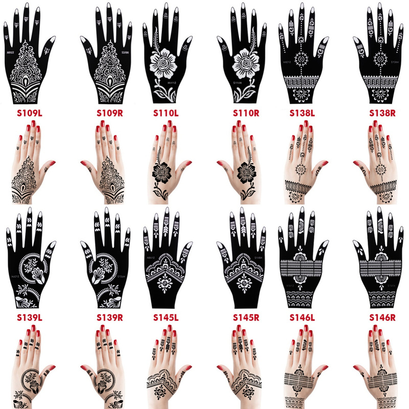 One-Handed Henna Tattoo Template Body Spray Stencil Hollow Tattoo Template Painted Tattoo Template S1