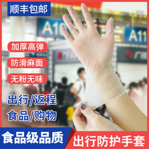 pvc手套一次性乳胶橡胶工作加丁腈手术胶皮防护蓝色干活