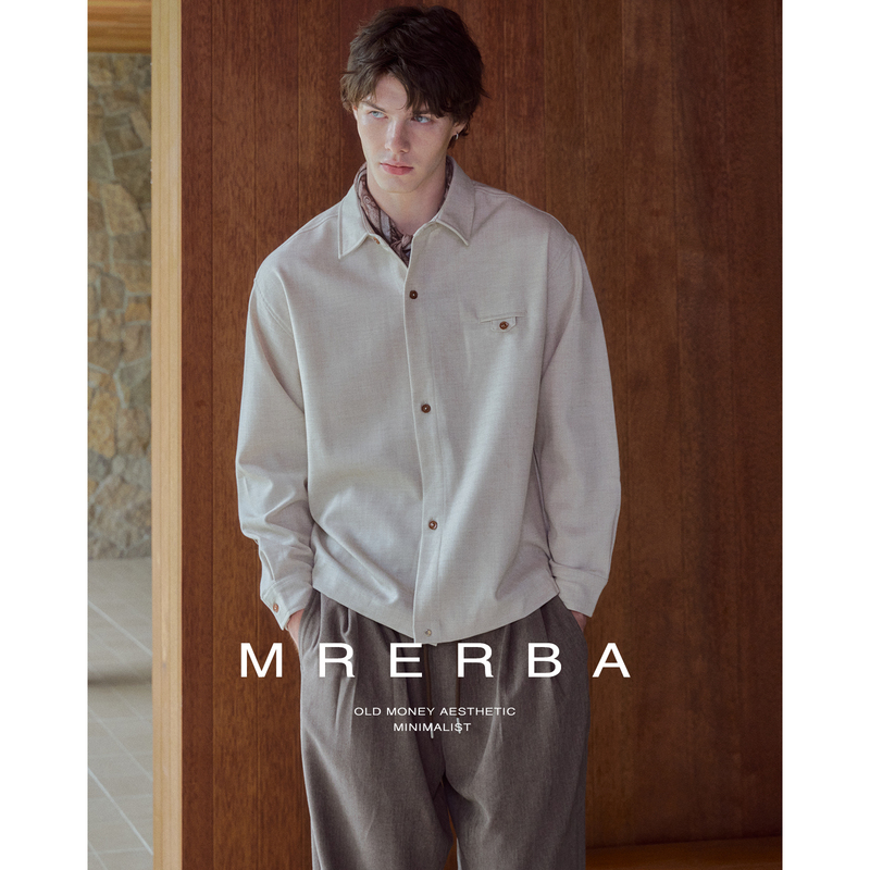 Mr. Erba's Old Money Style Thin Long-Sleeve Shirt for Men, Loose and Breathable with a Linen Feel, Elastic Hem, Jacket-Style
