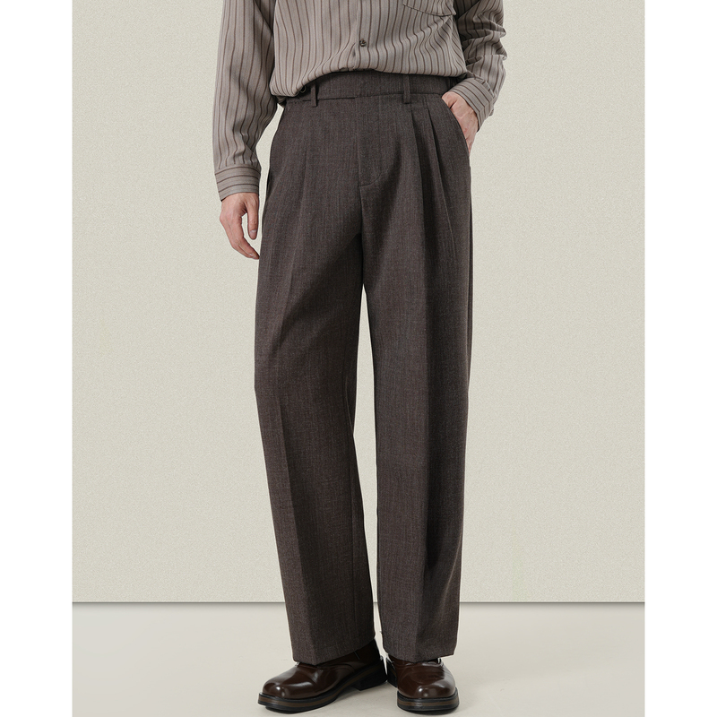 Mr. Erba Spring and Autumn Wool Straight-Leg Loose Casual Pants Men's Old Money Style Draped Suit Pants Men's Long Pants
