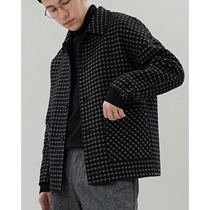 Houndstooth check double-sided jacket Boys Korean version of the short wool coat Mens coat Wool tooling