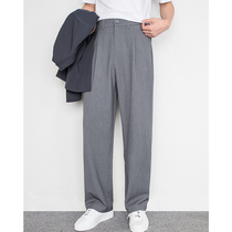 Suit pants Straight mens pants Summer loose drape casual wide-leg pants Profile mopping dad drop mens trousers