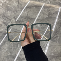 Korean version of retro box glasses female anti-blue radiation flat mirror women Net red street photography fashion big frame glasses men