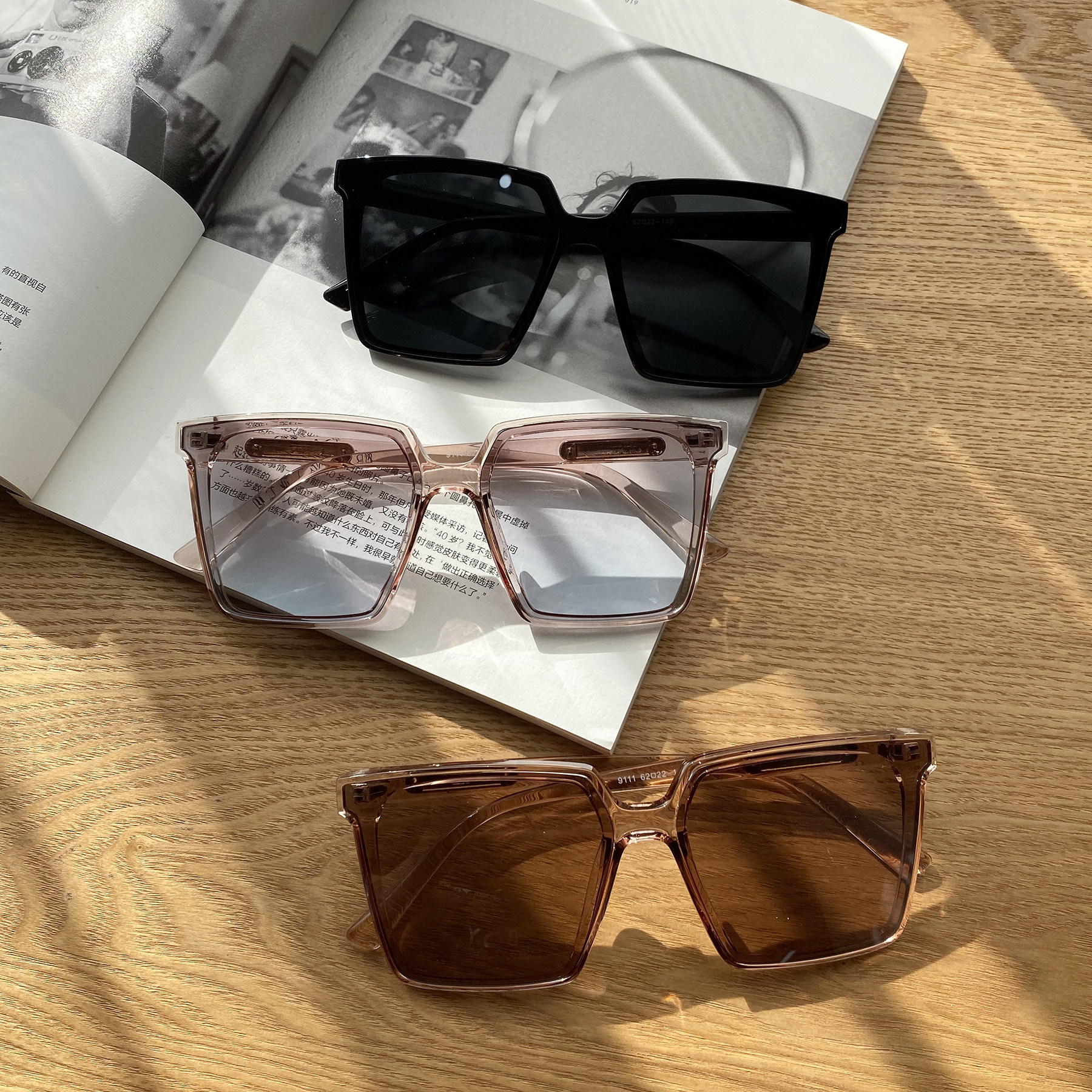 European and American sunglasses female Korean version of the tide 2019 new square large frame anti-UVins glasses polarized sunglasses big face