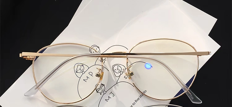 Kính rung, kính tròn retro nữ, sắc tố đỏ, gương phẳng trang trí, có thể được trang bị khung kính cận thị - Kính khung