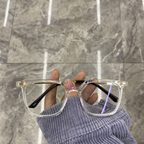 Fashion box transparent myopia glasses for men and women Korean version of Metal ultra light retro plain face mirror can be equipped with degree tide tide