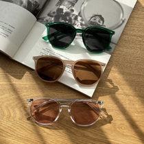 South Korea round face retro Net red with sunsun glasses anti-ultraviolet polarized new small face tea color sunglasses female Joker