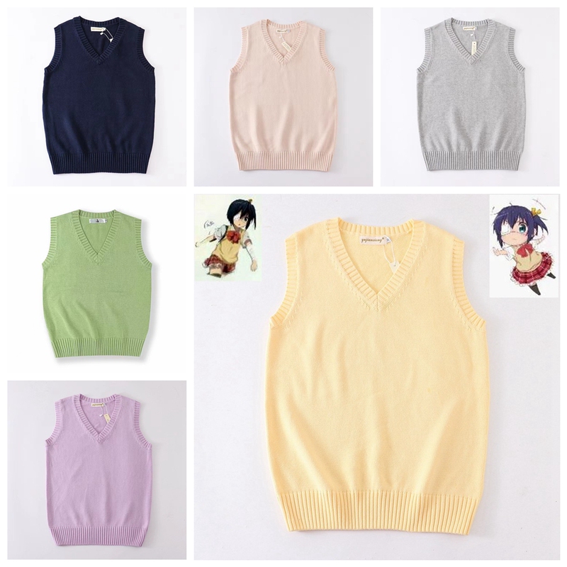 British Preppy Style Jk Uniform Cosplay Six-Color Sweater Vest Versatile Unisex Autumn and Winter Knitwear