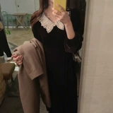 Элитное черное бархатное платье, коллекция 2022, французский стиль