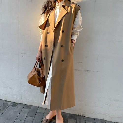 Осенний плащ, длинный жилет, классическая куртка для отдыха, по фигуре