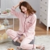 Đảo lông cừu đồ ngủ nữ mùa xuân và mùa thu dài tay mỏng san hô lông cừu mặc nhà flannel bộ đồ phụ nữ mùa thu và mùa đông - Nam giới Nam giới