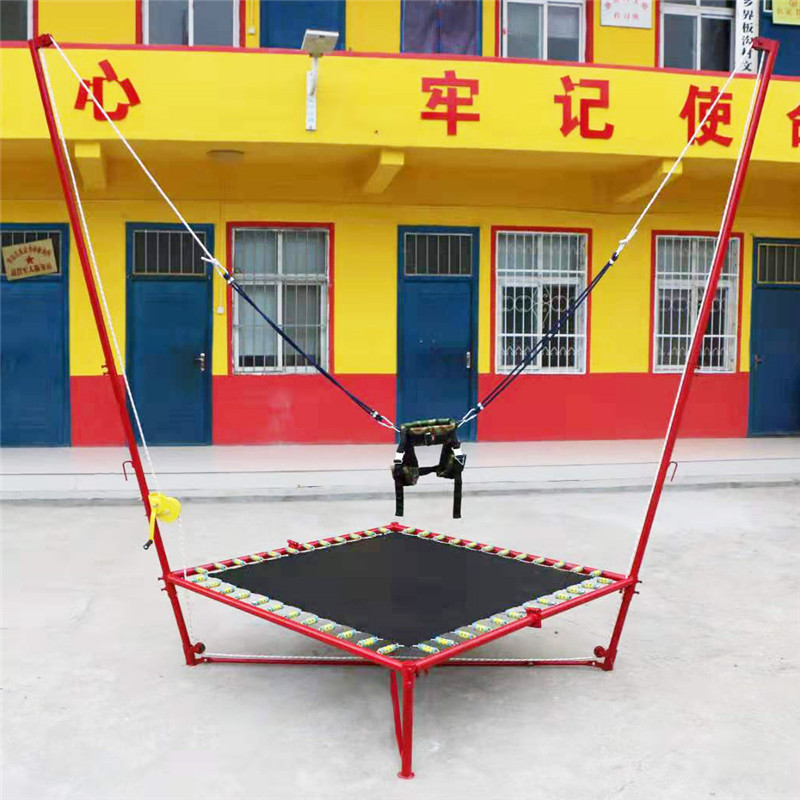 Outdoor children's bungee night market square stall jump jumping bed hand crank thick folding new trampoline manufacturers