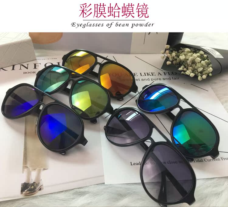 2018 new net red sunglasses nữ sao với cùng một đoạn thời trang kính mát màu phim cá tính khuôn mặt tròn khuôn mặt dài cô gái kính