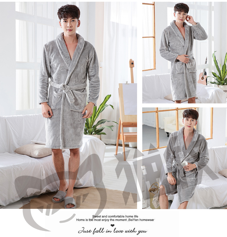 Mèo chăn nuôi flannel vài chiếc áo ngủ nam và nữ san hô lông cừu áo choàng tắm dịch vụ nhà đệm đồ ngủ phần bông dài váy ngủ nữ
