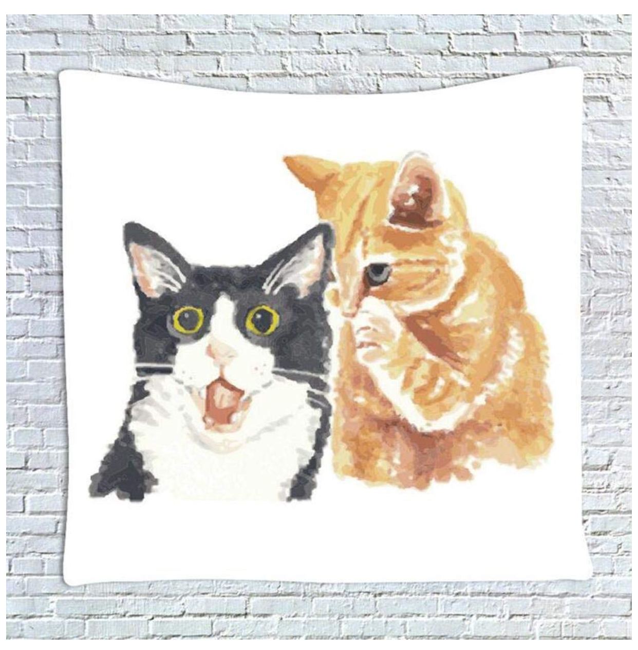 Nordic in nhỏ gọn sao tấm thảm treo vải bọc mèo meow người sống phòng ngủ phòng mực bình thường hình ảnh bức tranh màu nước - Tapestry thảm treo tường thổ cẩm