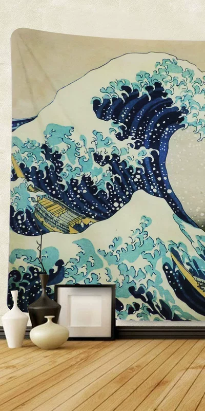 Văn học vải bạt trang trí sóng Nhật Bản phong cách Nhật Bản phong cách Nhật Bản đơn giản tấm thảm nghệ thuật giải trí