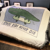 Original design INS Wind green crocodile air conditioning cover blanket sofa tapestry decorative blanket cloth blanket cover carpet carpet